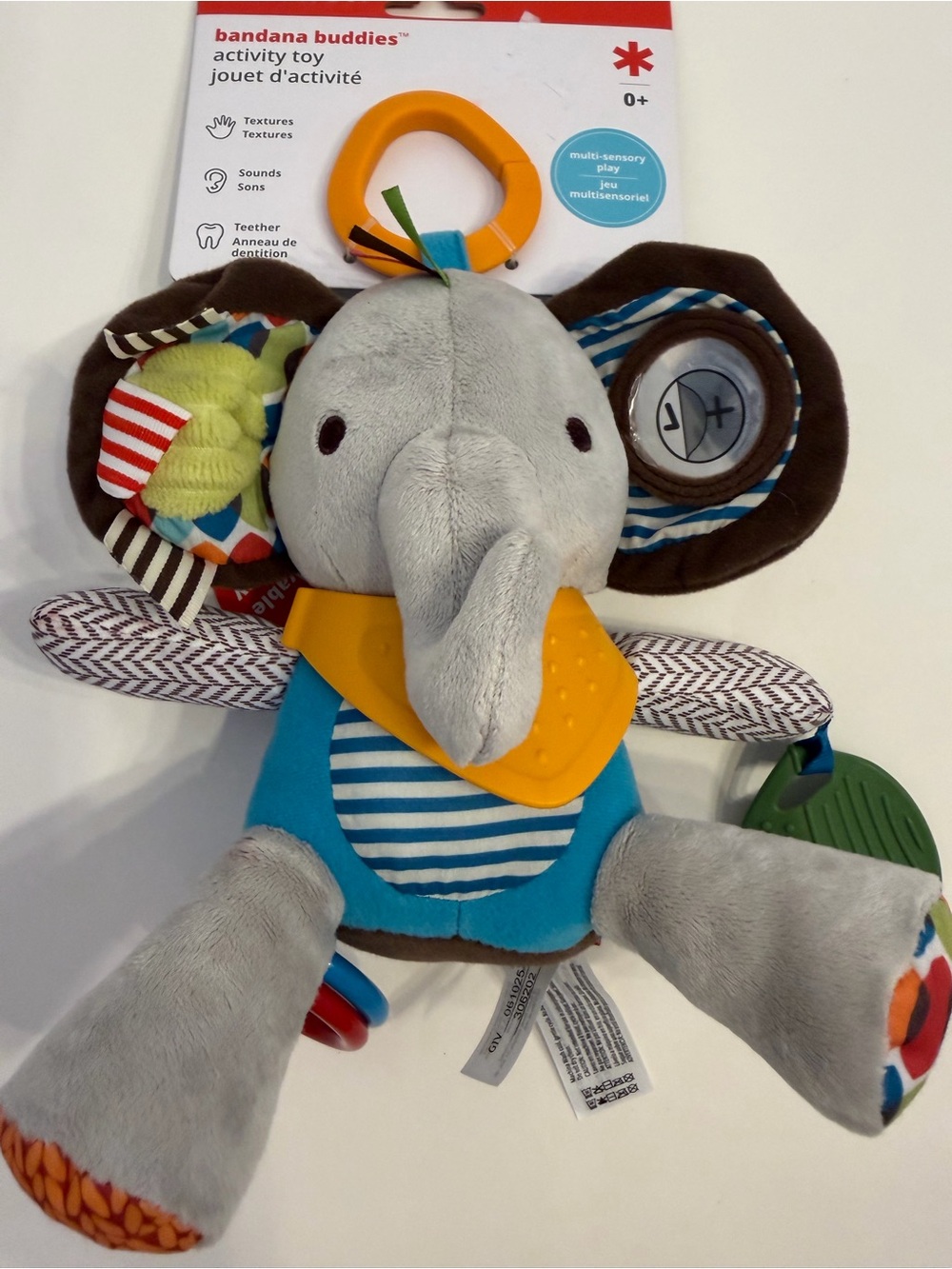NWT Skip Hop bandana buddies Gray Elephant Plush Activity Toy